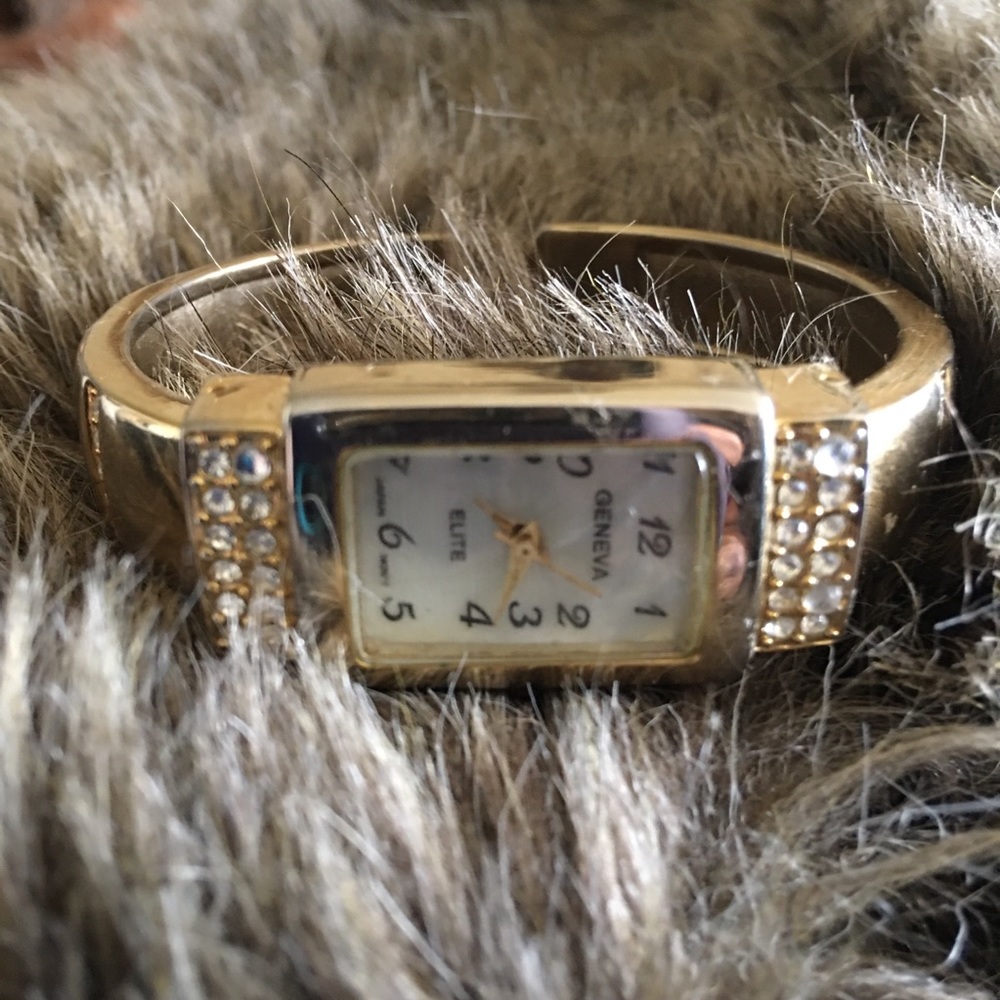 Ladies Geneva Elite gold tone rhinestone watch